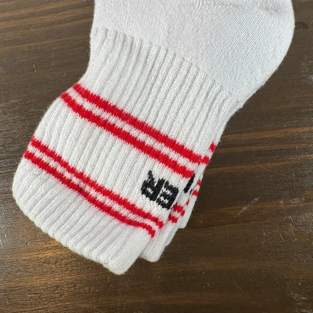 Hunter Shortie Crew Socks Women Shoe Size 4-10 White Red Stripe 3 Pairs New
